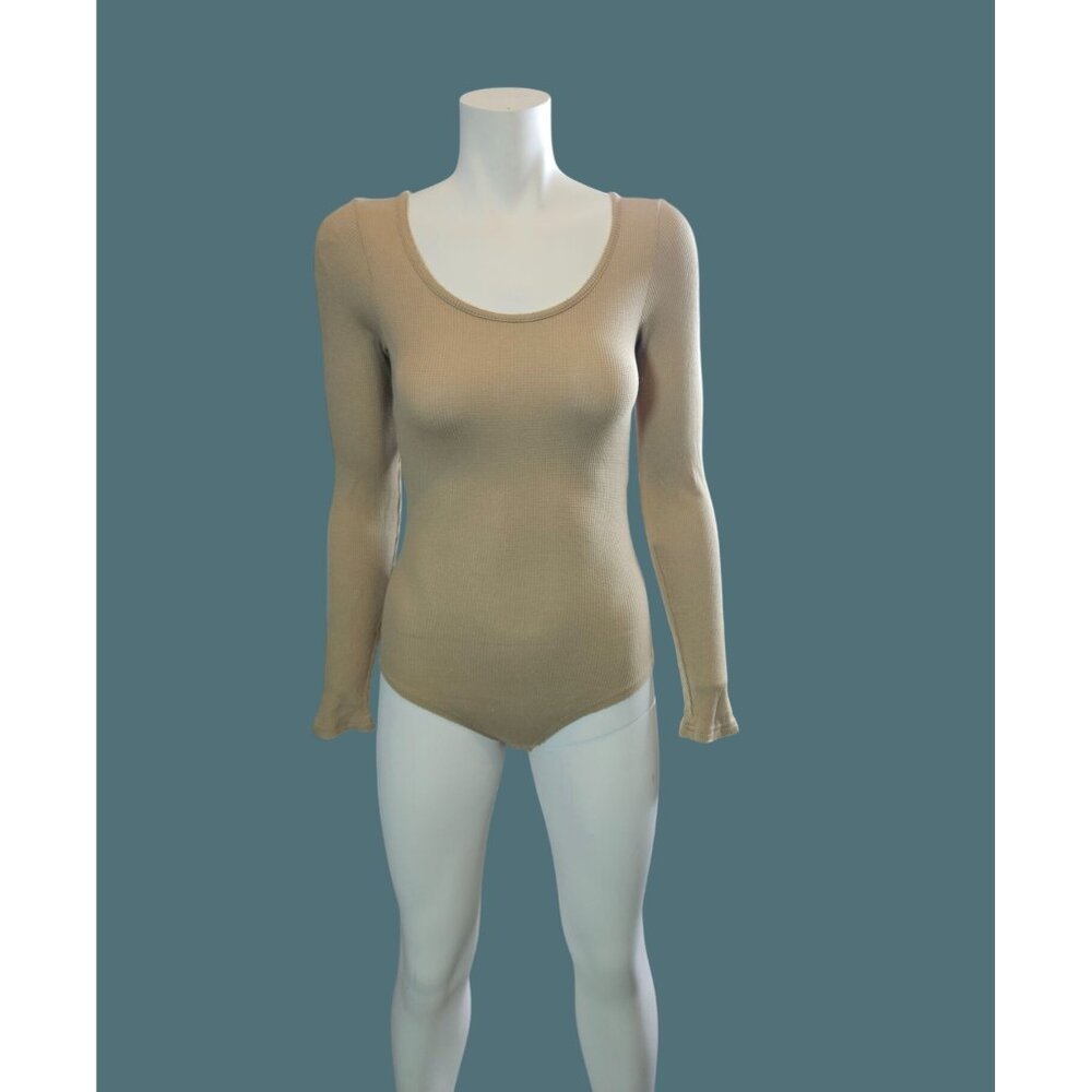 Pol Tan Stretchy Casual Lightweight  Knit Bodysuit Women Size Small